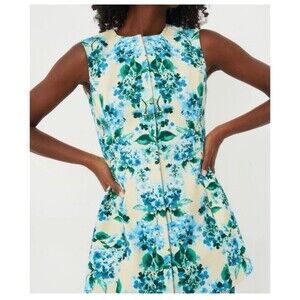 TUCKERNUCK Water's Edge Hydrangea Rhoda Tunic Top Size 10 Yellow Blue NEW Garden